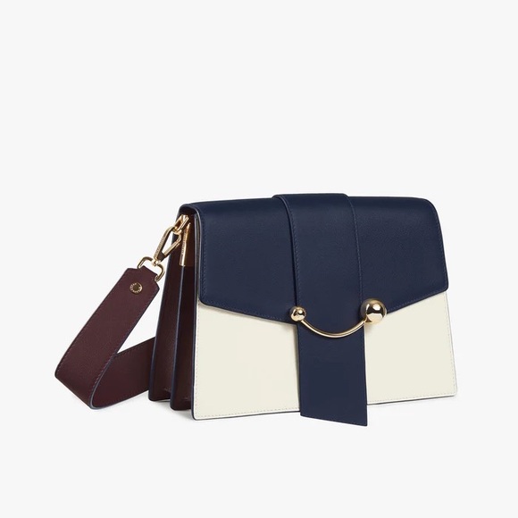Strathberry Crescent Shoulder Bag in Navy/Vanilla/Burgundy - Picture 13 of 14